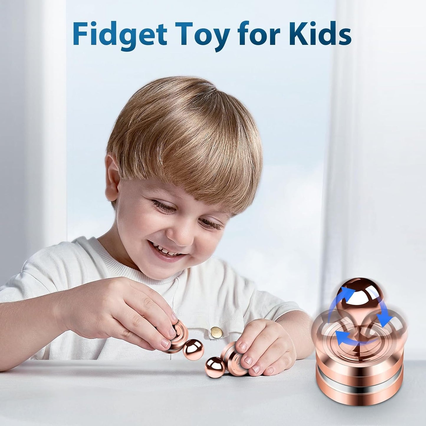 Fidget Slider Toy,Steel Ball Orbiter Magnetic Slider Sensory Toys,360° Rotation Anxiety Stress Relief Toy for Adult,Students ADHD,ADD Autism,Rose Red