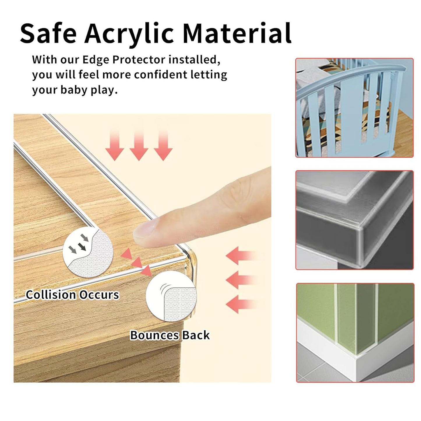 2.6in x 9.84Ft,Soft Corner Protectors for Furniture,Table Corner Protectors,Cabinet Bumpers,Wall Corner Protector,Window Clear Edge Protector Strip,Safe for Proof