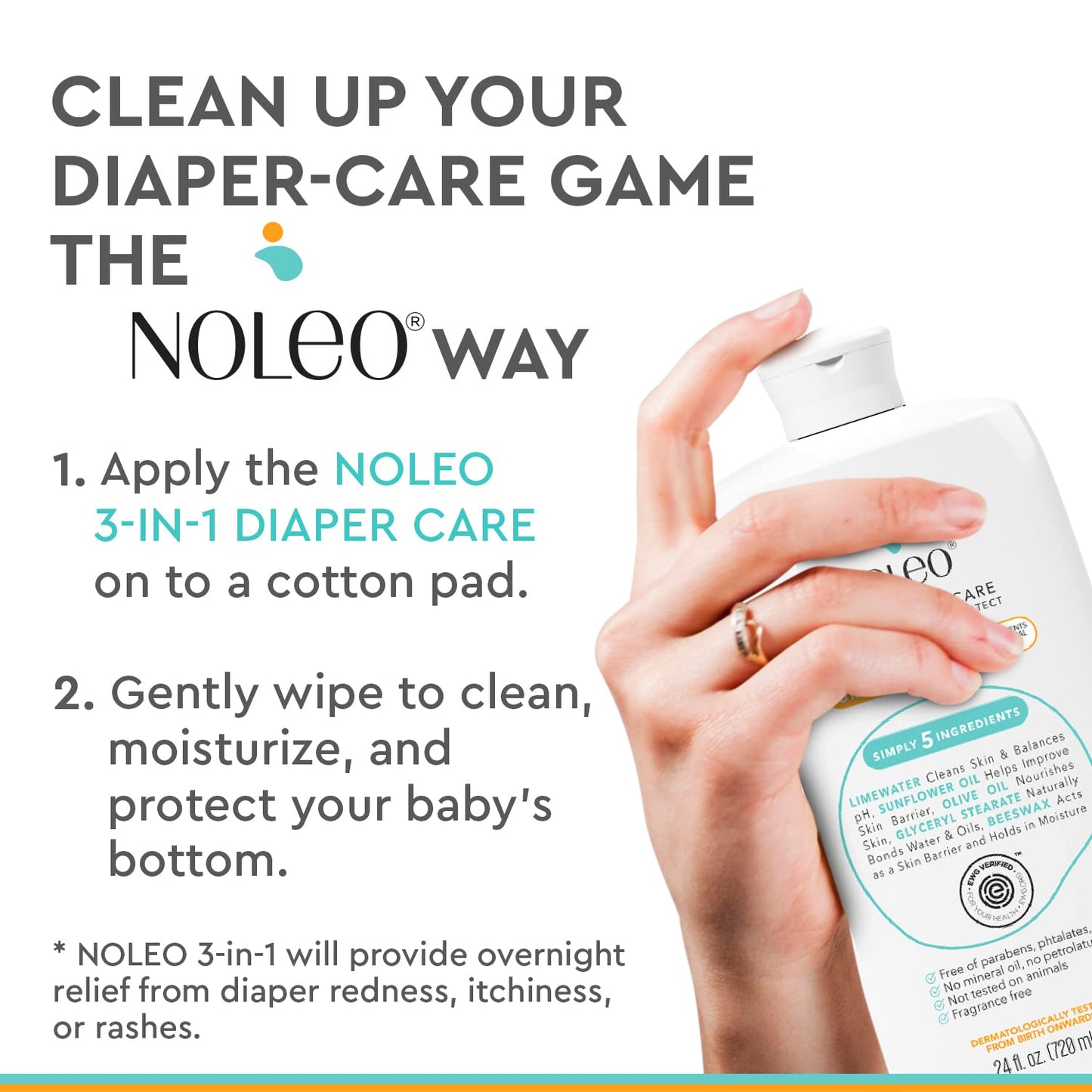 3-in-1 Diaper Care - Baby Cream, Cleanser & Lotion Organic - Diaper Rash - Rash Ointment - Cream to Clean, Moisturize & Protect Skin Made in France, 24 oz