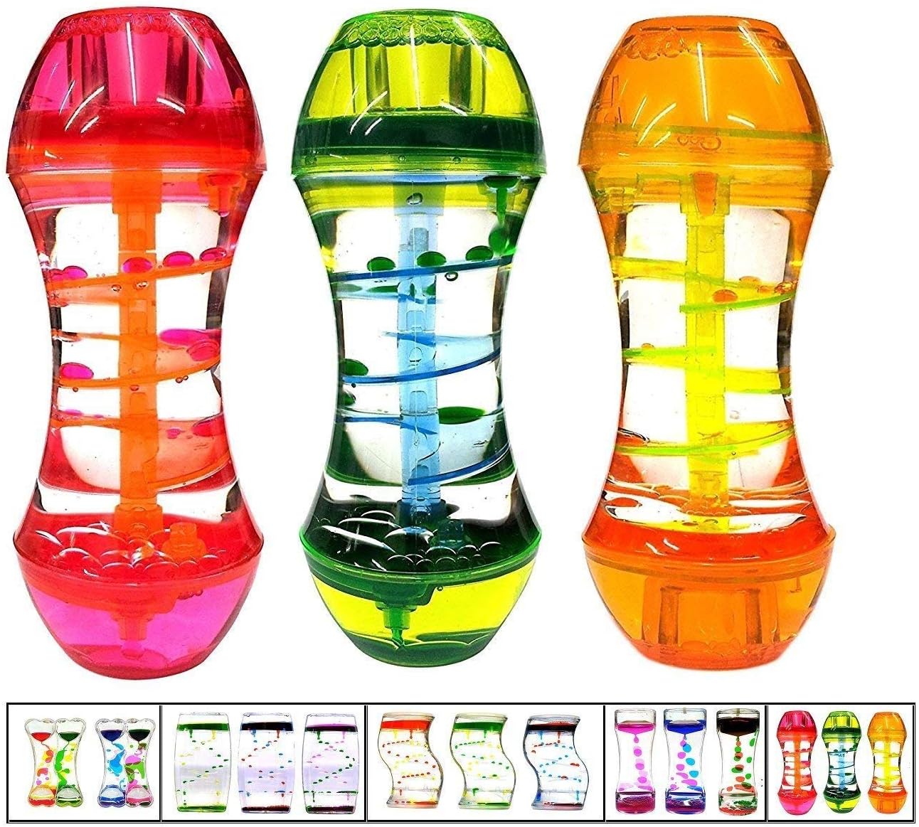 Playlearn Liquid Motion Bubbler - Liquid Timer Sensory Toy – Calming Water Timer Fidget Toy – 3Pack