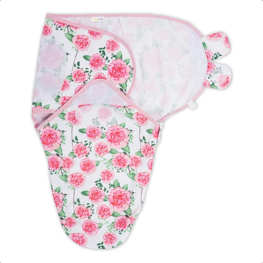LollyBanks Swaddles 100% Organic Cotton Baby Girl Essentials, 0-3 Months Newborn Girl Swaddles, Swaddle with Easy Change Zipper, Swaddle Sack for Baby Girl (Peony Print)