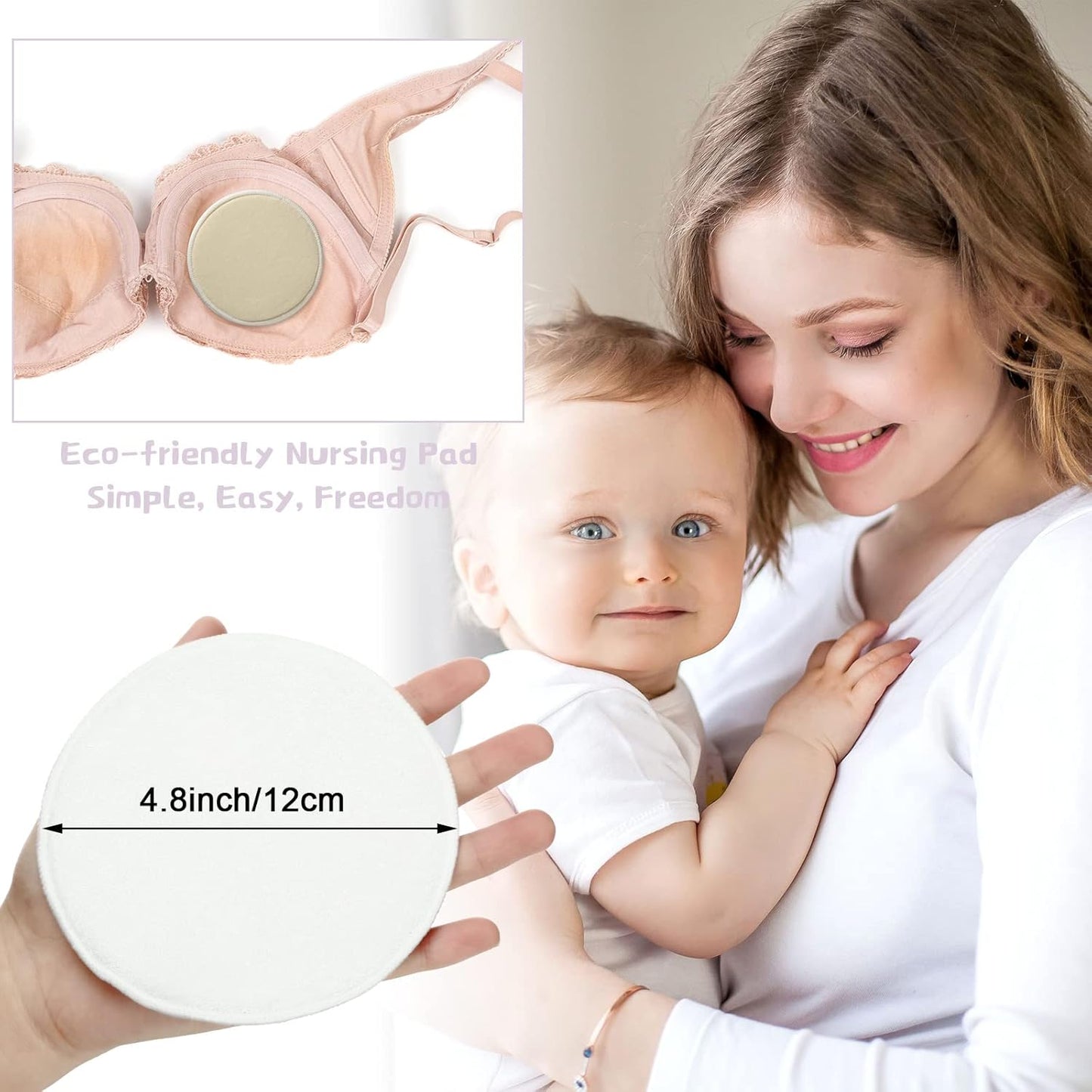 Sosation 30 Pcs Reusable Breast Pads Bamboo Nursing Pads with Wet and Laundry Bag Floral Nipple Favor Breastfeeding Mom Gift(Fresh Pattern)