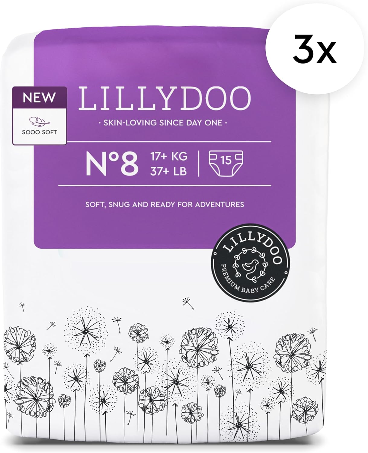 Baby Diapers - Size 8 (37+ lbs), Half-Monthly Supply (90 Count), Leak Protection, Skin-Friendly, Ultrasoft, Perfume- & Chlorine-Free, Hypoallergenic, Dermatologist Tested, Oeko-TEX®