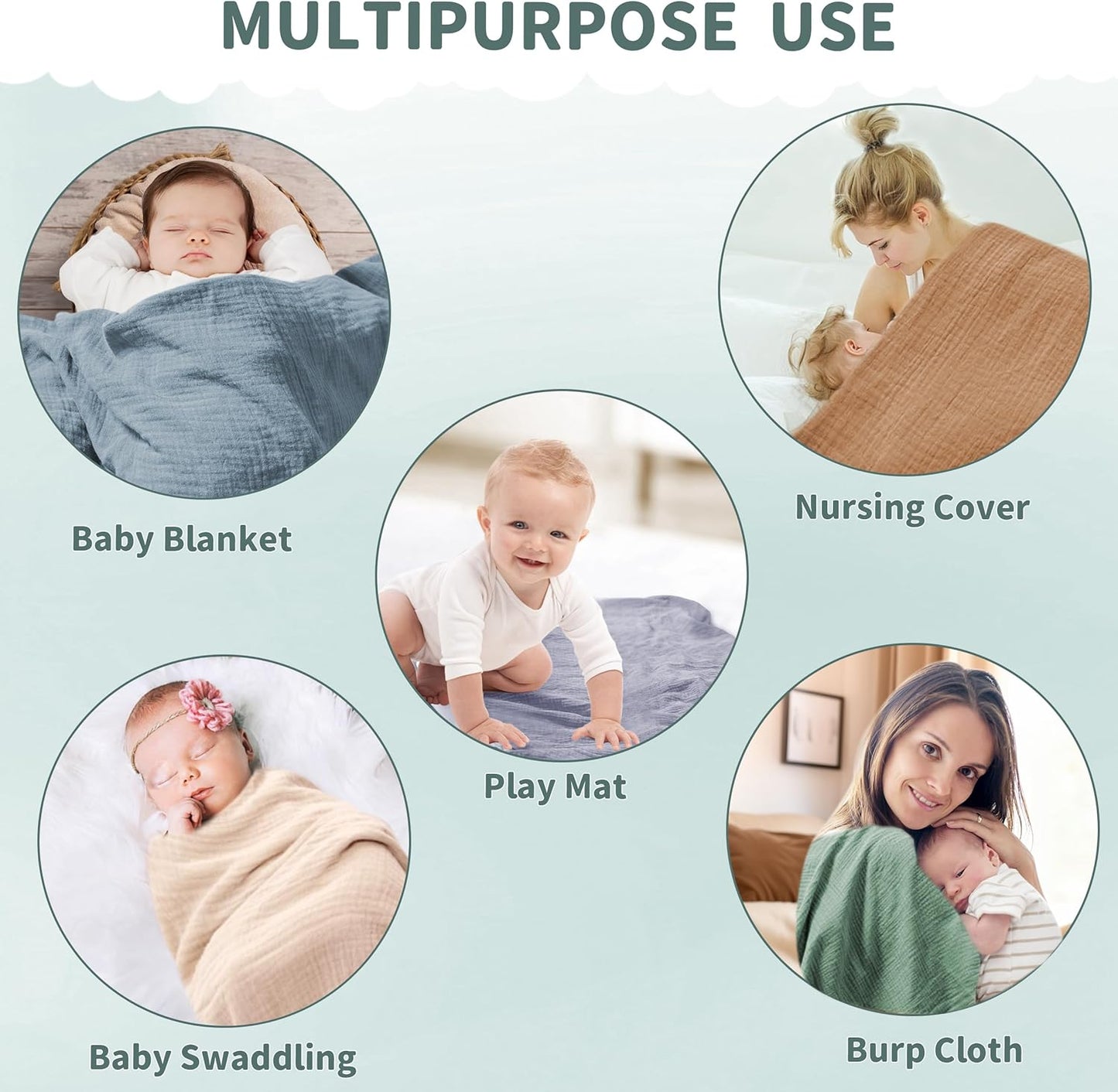 Muslin Swaddle Blankets for Newborn, 2 Pack Breathable Soft Receiving Blanket, Large 41 x 41 inches Swaddle Wrap Burping Clothes, Essentials Infant Shower Items. (Beige & Light Gray)