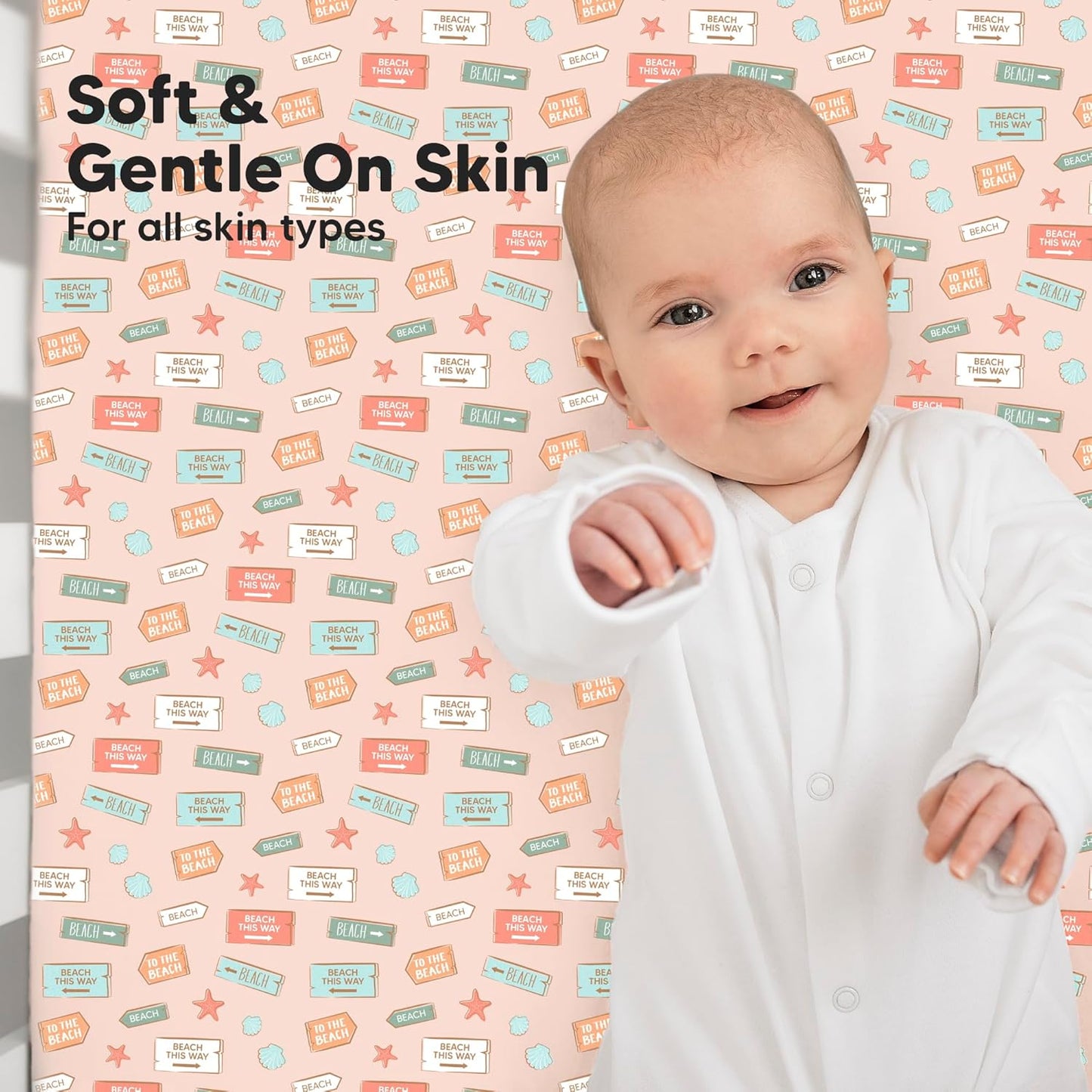 KeaBabies 2-Pack Baby Crib Sheets for Boys, Girls - 52x28 Viscose Derived from Bamboo Toddler Bed Sheets Neutral, Fitted Crib Mattress Cover for Standard Baby Bedding, Soft & Cozy (Beach Day)