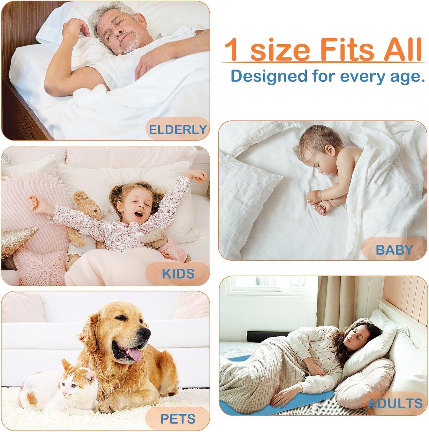 Washable Underpads Incontinence Pads for Kids, Adults, Elderly and Pets,Liquid Absorption Reusable Bedwetting - Waterproof Protective Pad for Bed,Floor Couch, Sofa and Car (6 Pack - 34x36)