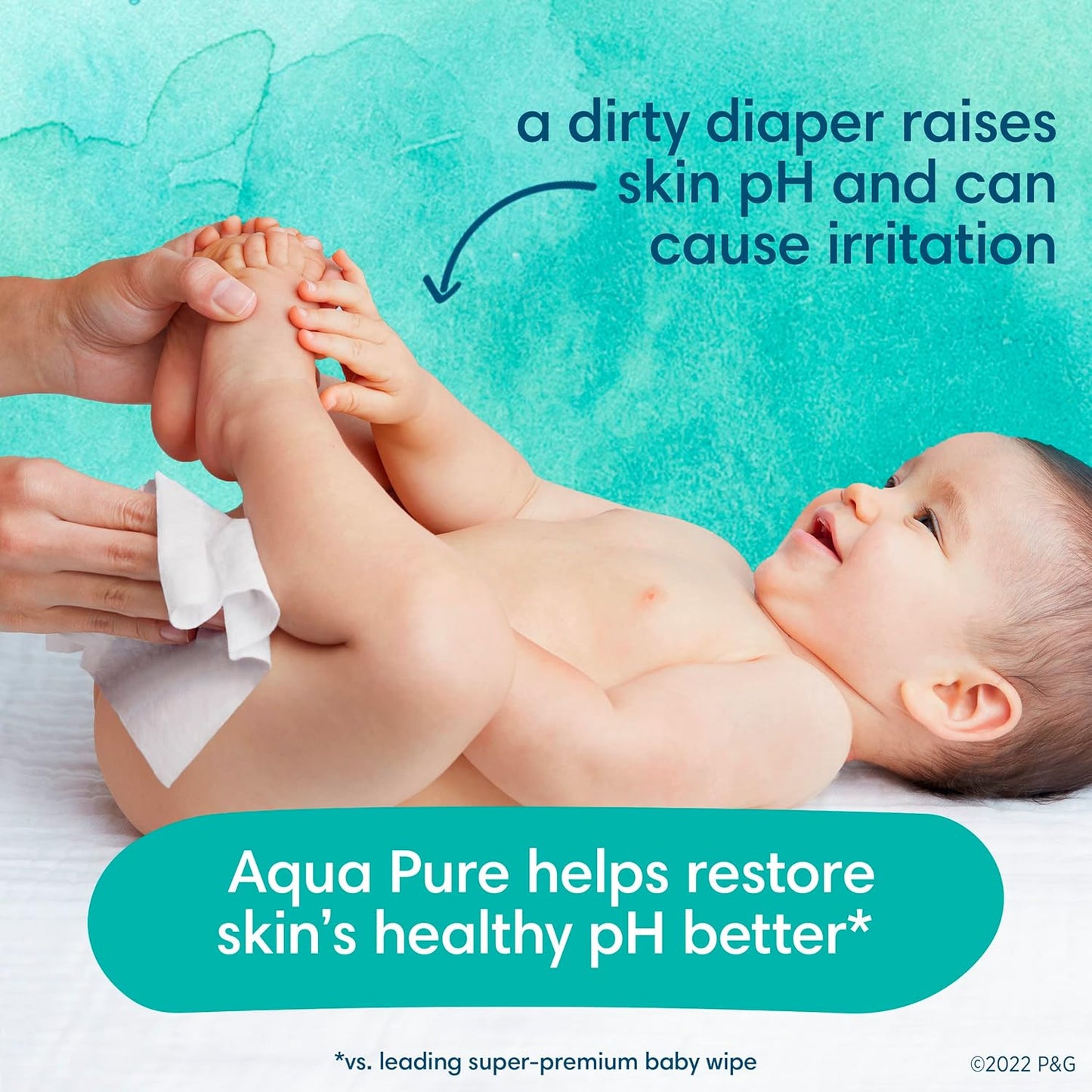 Pampers Baby Wipes Aqua Pure, 99% Water Based Wipes, Hypoallergenic and Unscented Infant Wipe, 448 Total (8 Flip-Top Packs)