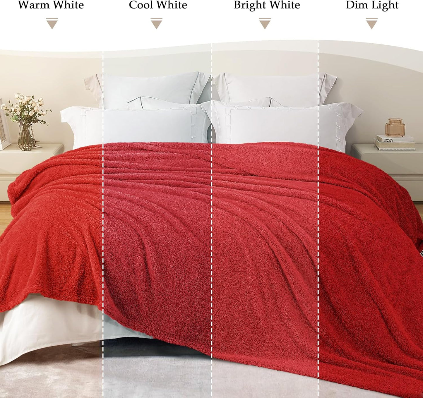 Exclusivo Mezcla Fleece Blanket for Couch, Soft and Cozy King Blankets for Women Men Girls Kids, Suitable for All Seasons, Red, 90x104 Inches