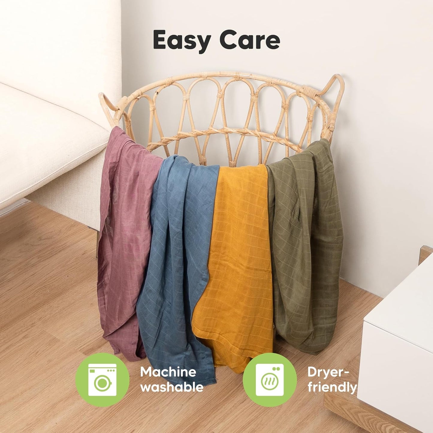 4-Pack Muslin Swaddle Blankets for Boys, Girls - Organic Baby Swaddles for Newborns, Soft & Breathable Receiving Baby Blankets for Girl, Boy, Neutral, Newborn Essentials Gift (Corals)