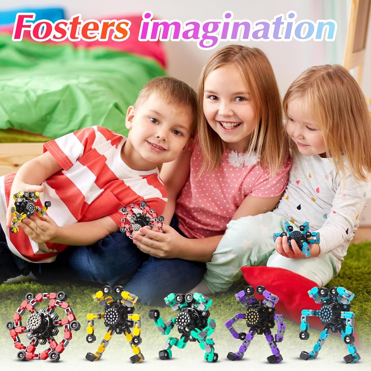 Gokeey Transformable Fidget Spinners for Kids and Adults Stress Relief Sensory Toys for Boys and Girls Fingertip Gyros for ADHD Autism for Kids