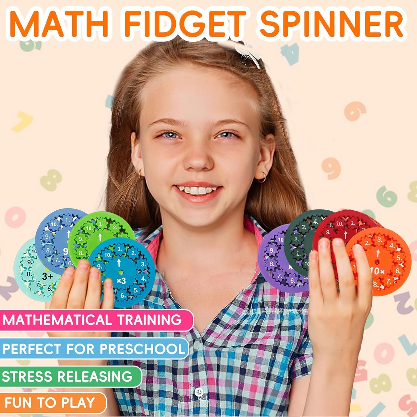Math Fidget Spinners, Math Fact Fidget Spinners, Fidget Spinners Games Math (Add or Subtract 9pcs)