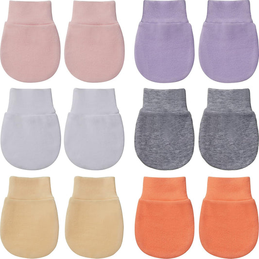 Geyoga 6 Pairs Newborn Baby Mittens No Scratch Gloves Infant Toddler Anti Scratch Essentials Unisex for 3-9 Months Girls Boys