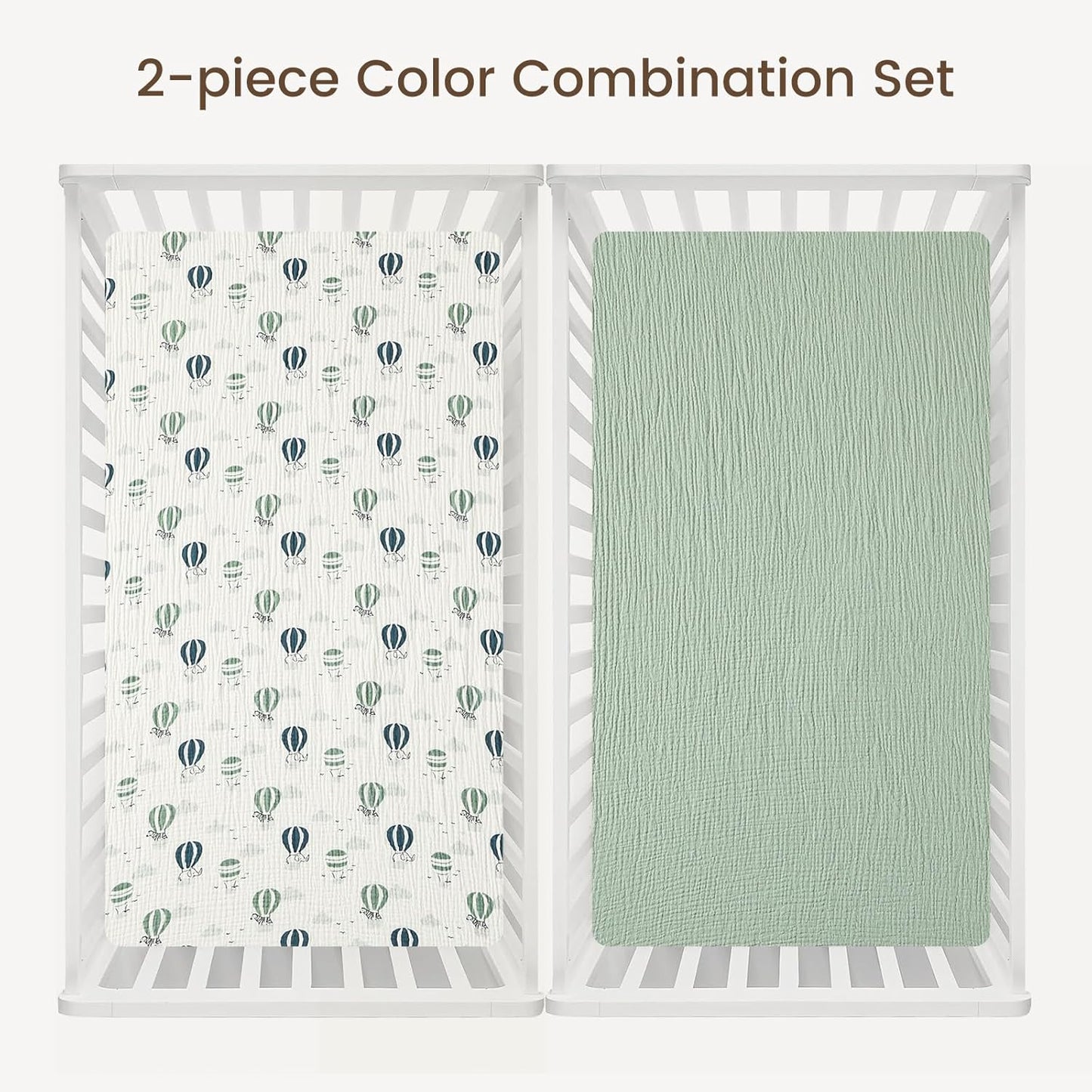 david's kids Muslin Crib Sheets for Boys Girls, 2 Pack 100% Cotton Soft Breathable Fitted Baby Sheet Set, 28x52 Inch Fits Standard Crib and Toddler Mattresses, Animals