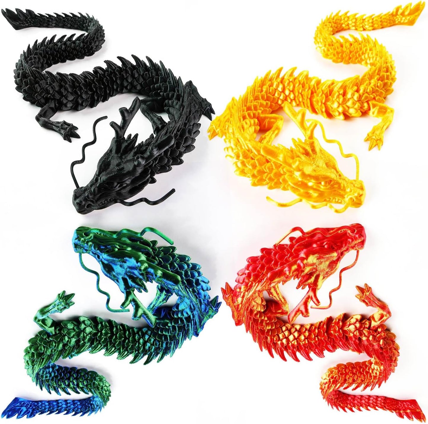 3D Printed Dragon - Articulated and Posable Toy for Car Decoration - Strikingly Realistic Dragon Crystal Figure Gifts (Laser Green)