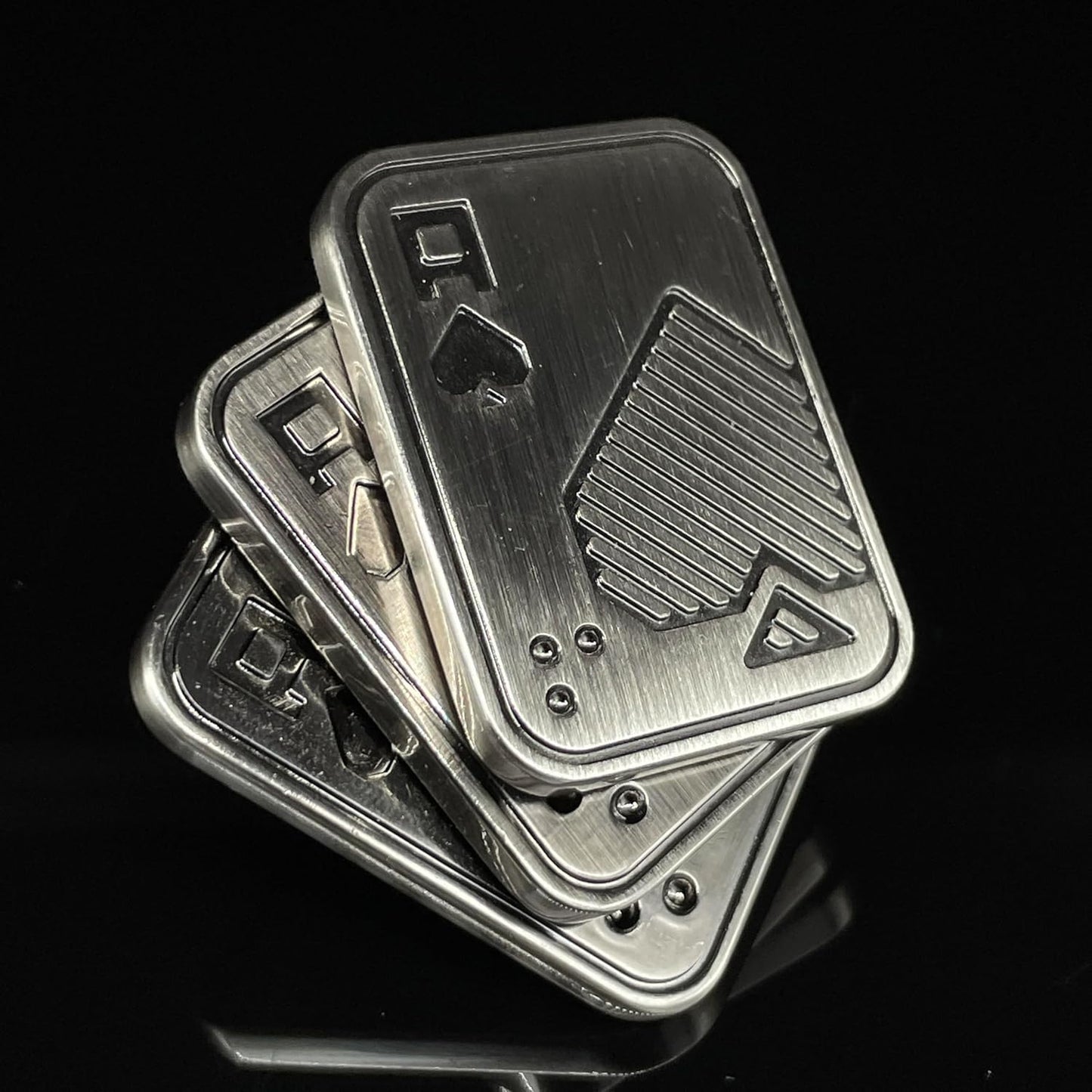 Metal Poker Fidget Slider EDC Adult Fidget Toys ADHD Tool Anxiety Stress Relief Toys Office Desk Toys Gifts for Boyfriend and Father (Three Layer AAA)
