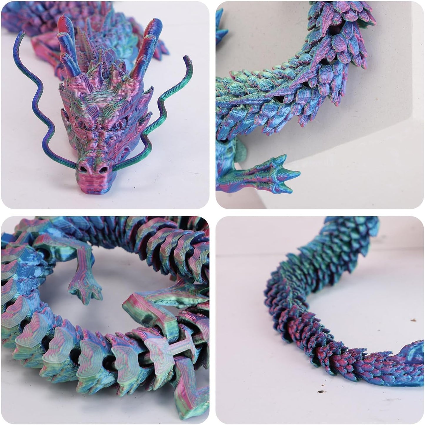 3D Printed Dragon, 17.7 Inch Articulated Dragon, Crystal Dragon, Dragon Fidget Toy, Home Office Decor Executive Desk Toys (RDGD)