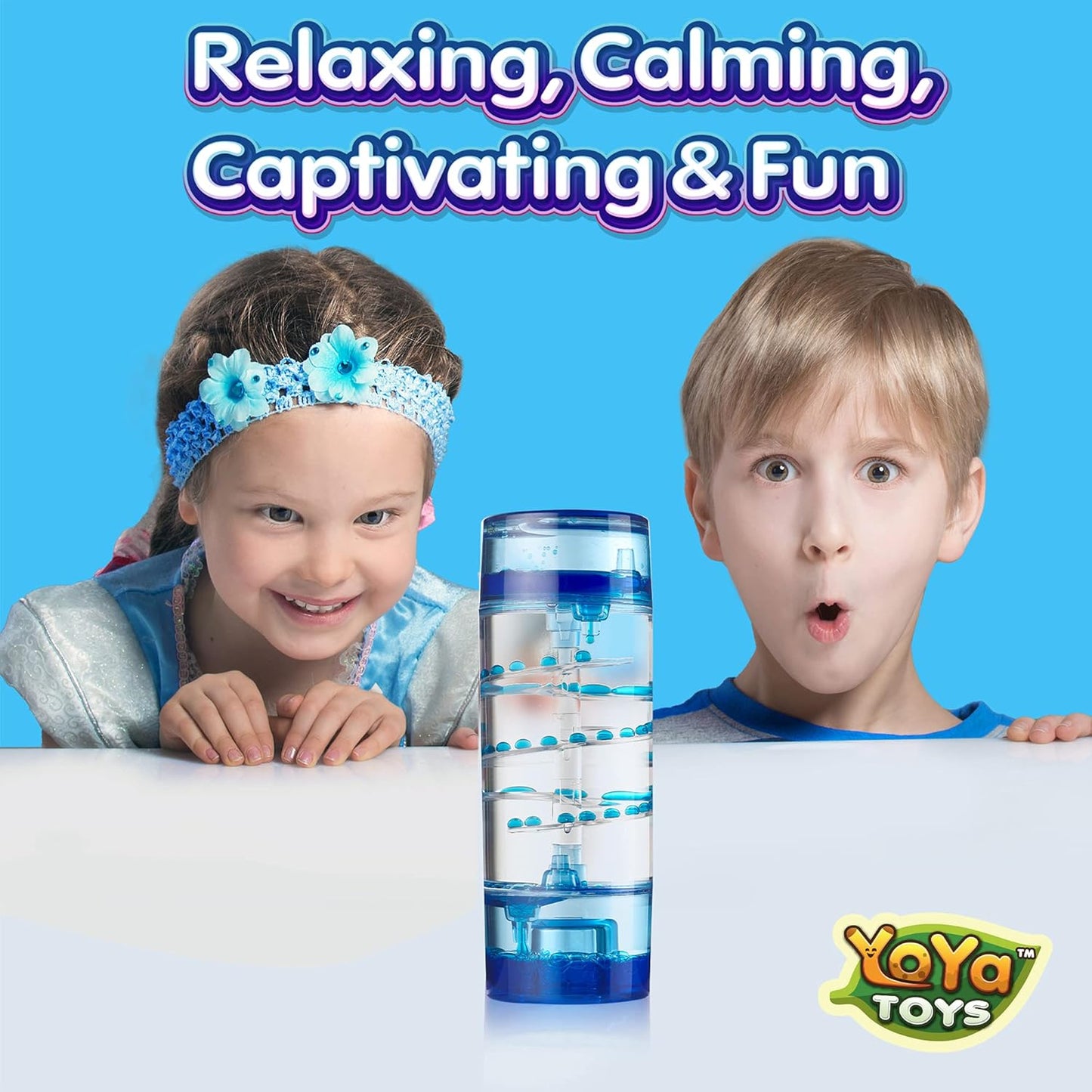 YoYa Toys Liquimo Spiral Liquid Motion Bubbler Timer for Kids - Bubble Drop Hourglass - Fidget Toys for Autistic Children Activity - Office Desk Top Accessories, Holiday Stocking Stuffers