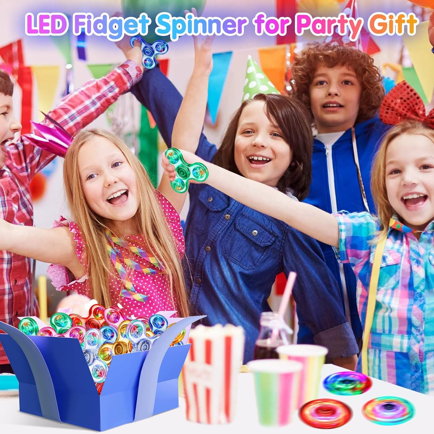 Gigilli Fidget Spinners, LED Light Up Sensory Fidget Toys for Kids, Glow in The Dark Party Favors for Kids 4-8-12, ADHD Anxiety Stress Relief Goodie Bag Stuffers Birthday Classroom Prizes Return Gifts