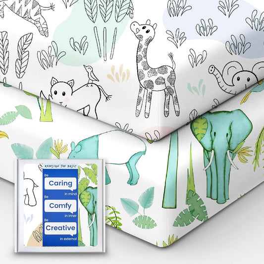 Premium Soft boy Crib Sheets, Ultra Breathable Crib Fitted Sheet, Super Stretchy Baby Bed Sheets 28''x52''x9'' Extra Deep Pocket
