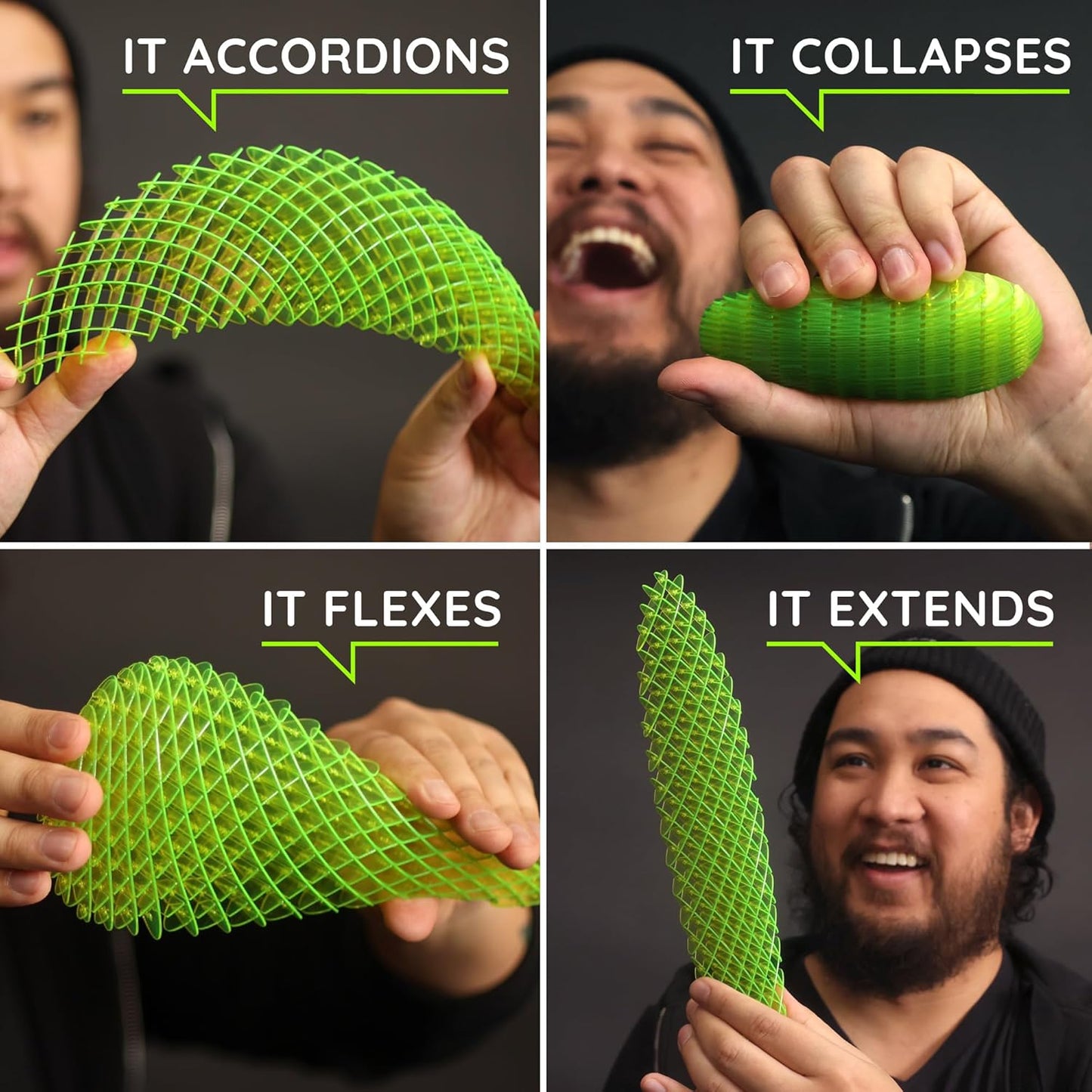 Big Morf Fidget Worm Green - Desk Fidgets for Adults - Quiet Morf Worm Fidget Toy Sensory Toys - Fun and Interactive Morf Fidget Toy for Kids - USA Patent Pending Morf Figgy Toys - Big - 2-Pack