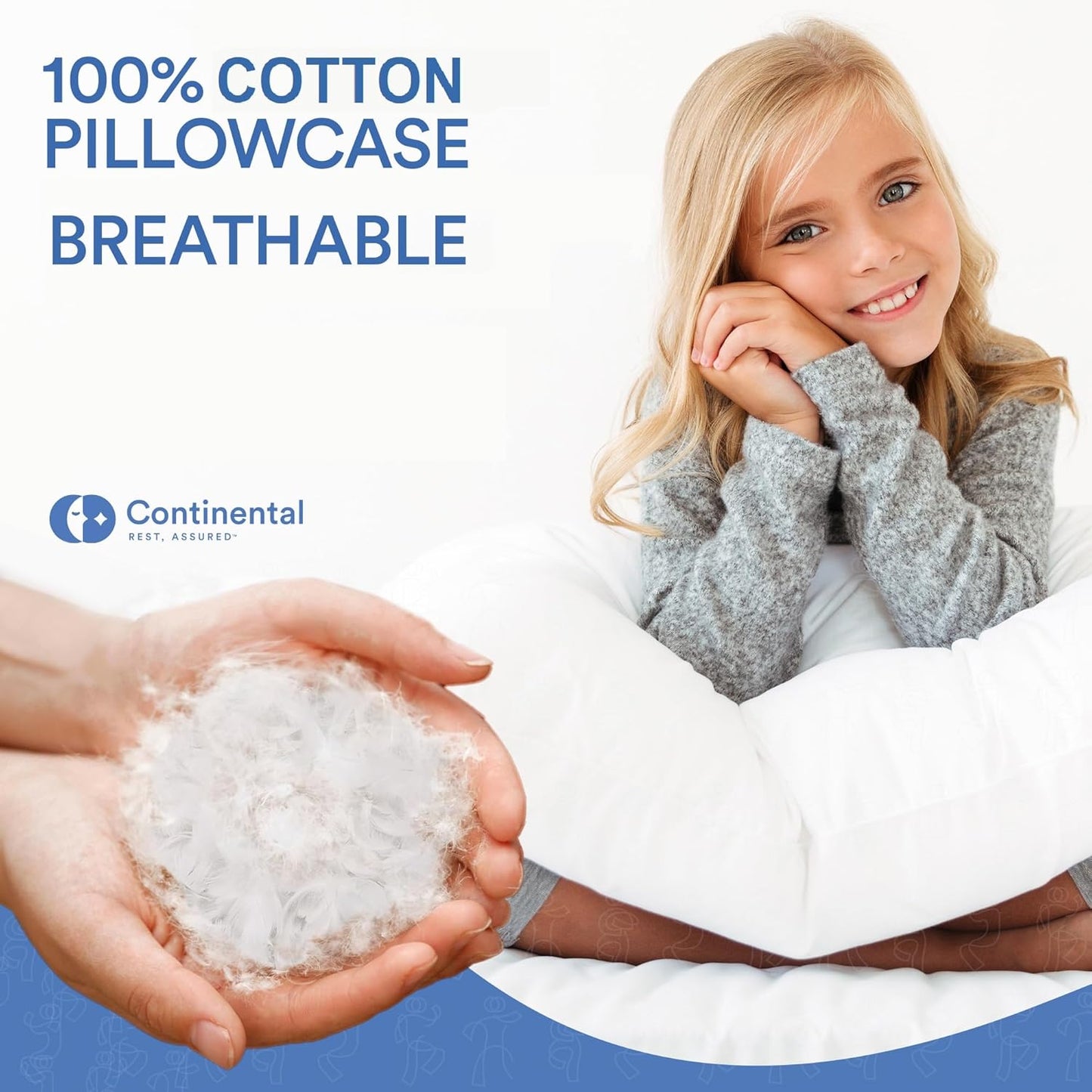 Continental Bedding Child-Down, 13x18 Soft Pillow, White