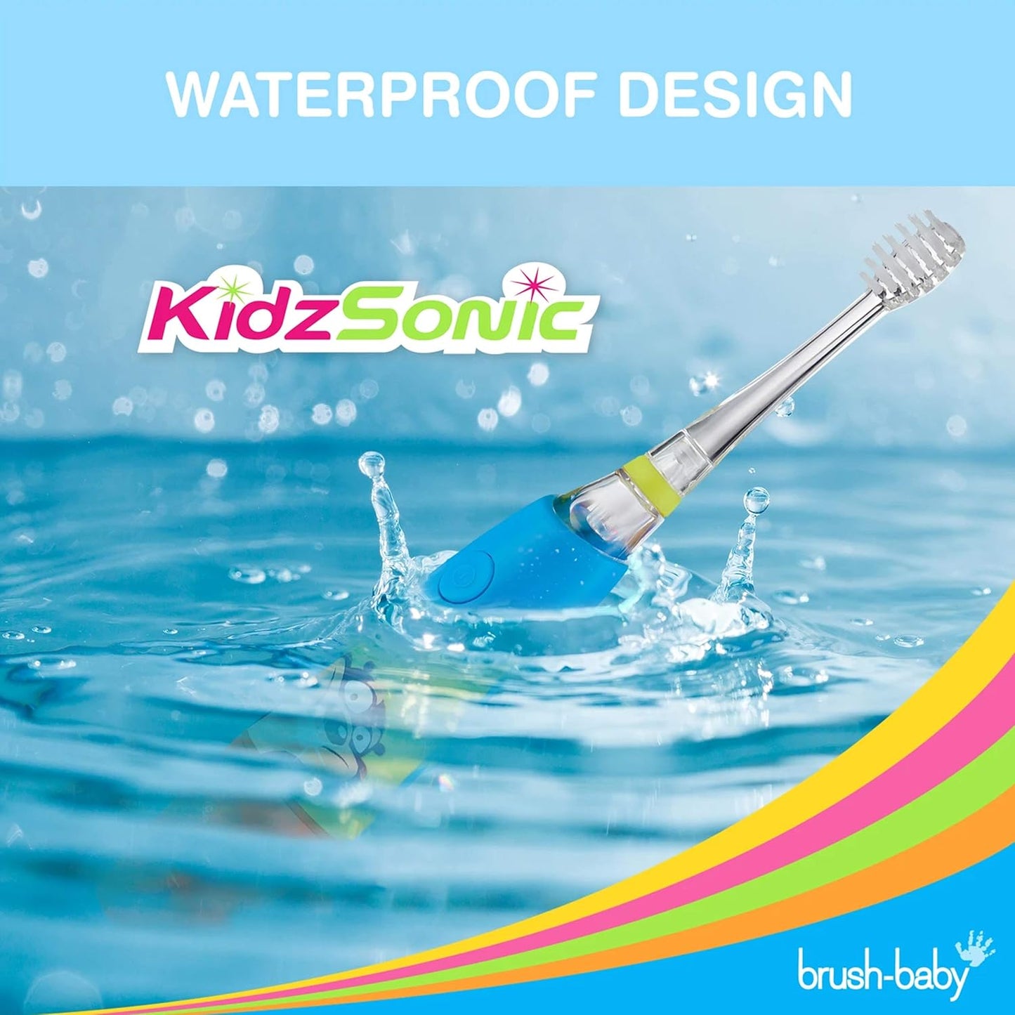 Brush Baby KidzSonic Toddler and Kid Electric Toothbrush for Ages 3+ Years - Disco Lights, Gentle Vibration, and Smart Timer Provide a Fun Brushing Experience - (3) 3+ yrs Brush Heads Included (Pink)