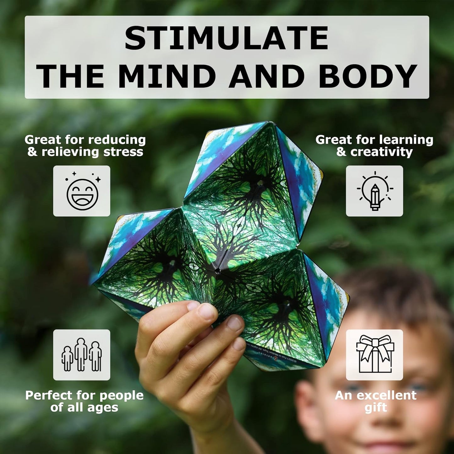 SHASHIBO Shape Shifting Box - Award-Winning, Patented Fidget Cube w/ 36 Rare Earth Magnets - Transforms Into Over 70 Shapes, Download Fun in Motion Toys Mobile App (Moon - Explorer Series)