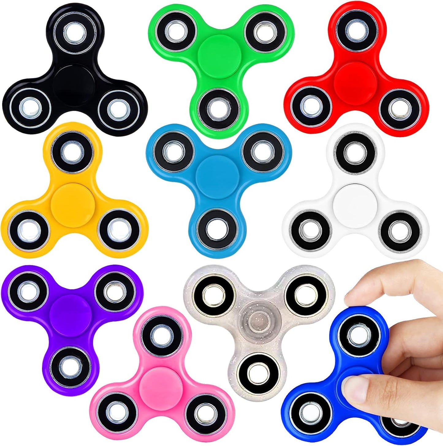 SCIONE Fidget Spinner Bulk 10 Pack Tri-Spinner Office Desk Classroom ADHD Anti Anxiety Focus Finger Fidget Spinners Stress Relief Toys Gifts for Adults Kids Party Favors Easter Basket Suffers