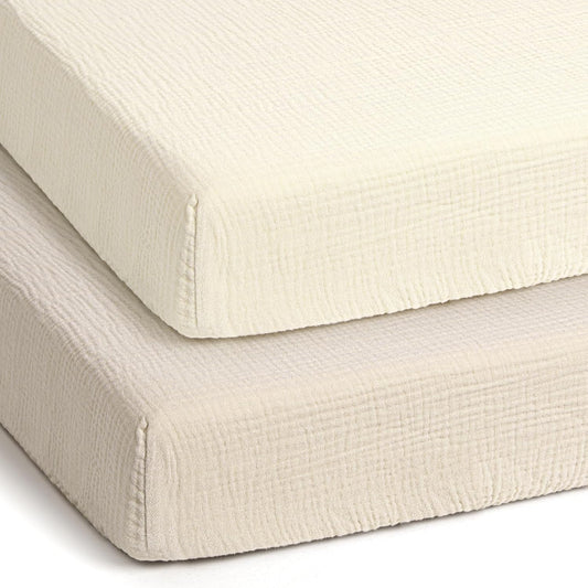 lulumoon Pack and Play Sheets Muslin: Cotton Fitted Sheets for Guava Family Pack N Play - Soft Playard Sheets for Boys and Girls 2Pack
