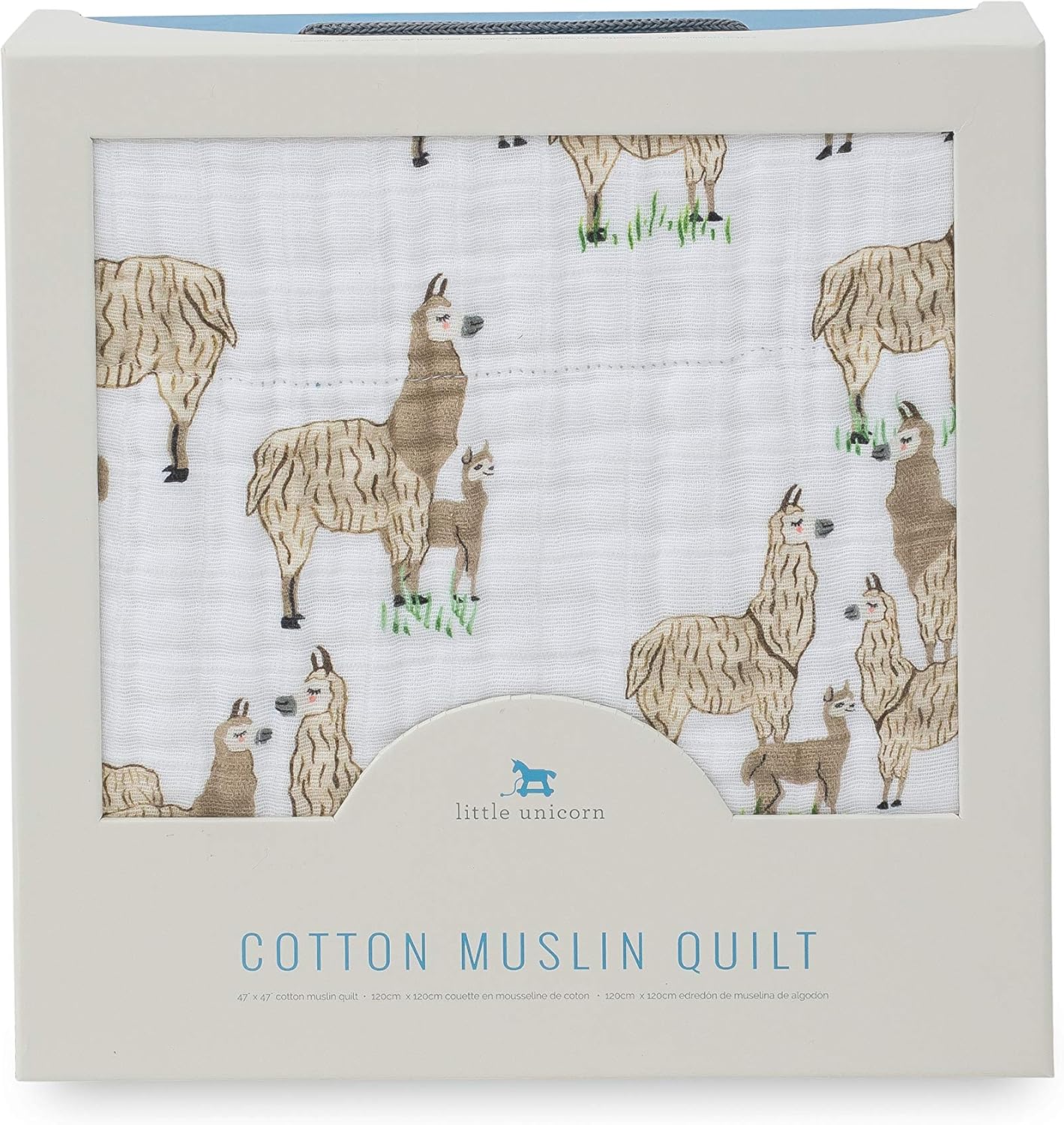 Little Unicorn Original Premium Cotton Quilt | Multi-Layered & Extra-Soft Muslin Fabric |for Babies & Toddlers (Llama Llama)