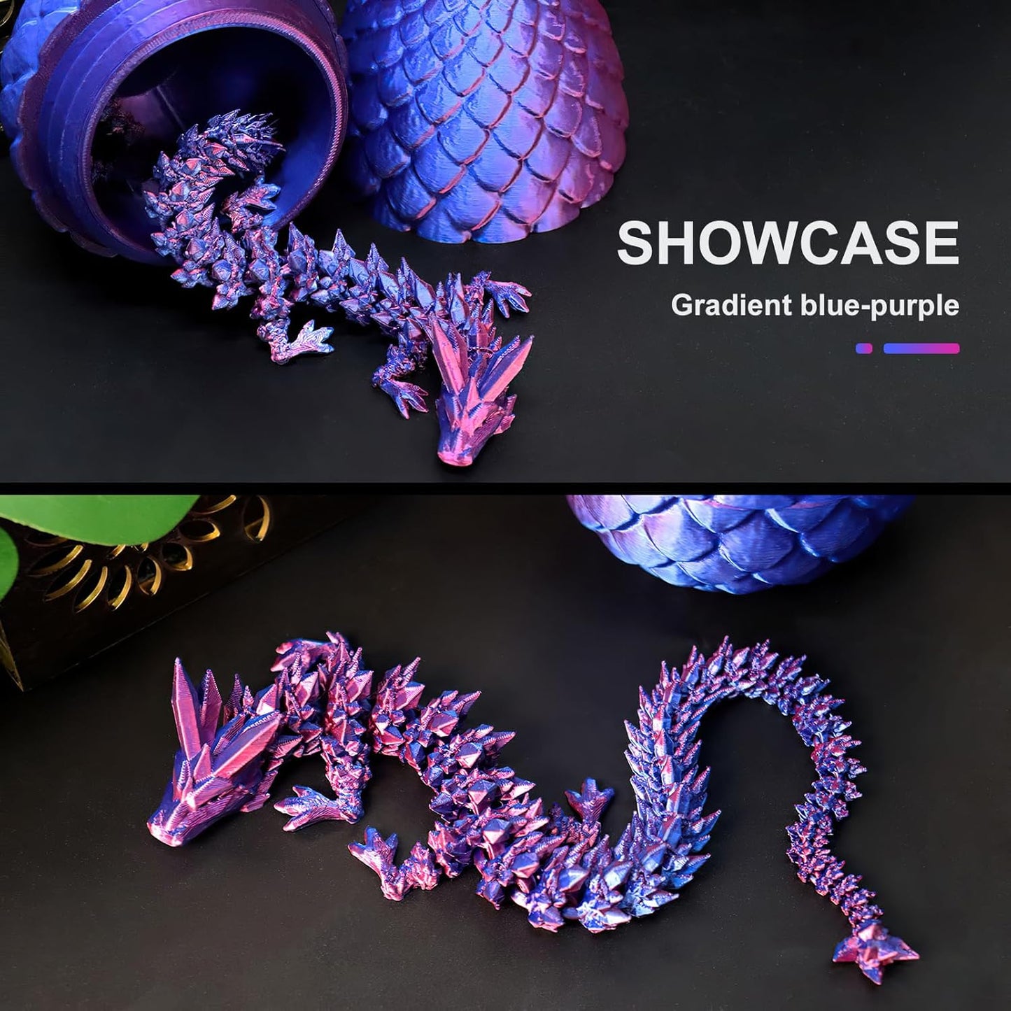 Easter Eggs, 12In Boys Dragon Toys, 3D Printed Dragon Eggs with Articulated Dragon Inside, Dragon Surprise Eggs Fidget Toys, Executive Desk Toys, Easter Egg Fillers Easter Gifts for Kids(Laser Yellow)