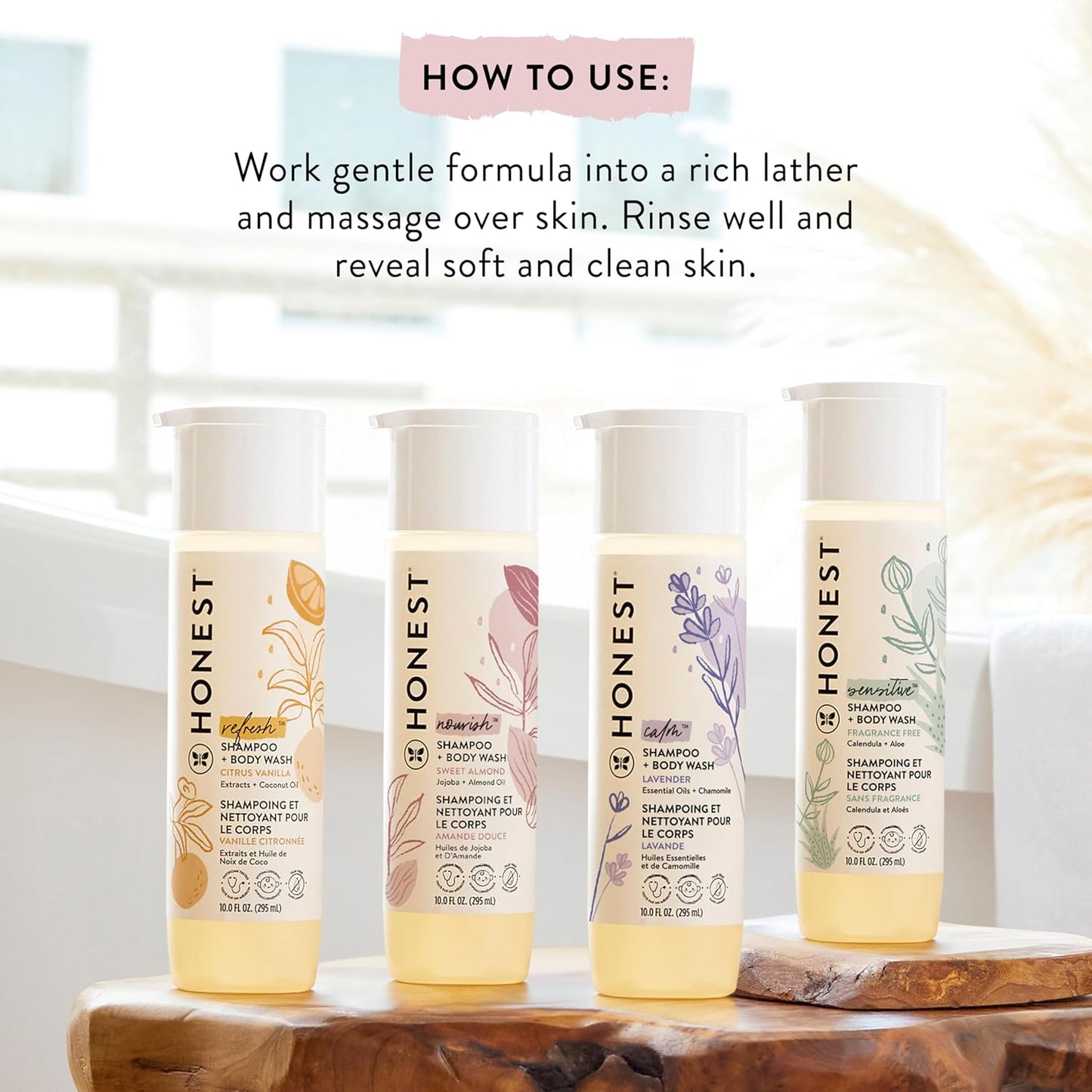 The Honest Company 2-in-1 Cleansing Shampoo + Body Wash | Gentle for Baby | Naturally Derived, Tear-free, Hypoallergenic | Lavender Calm, 18 fl oz