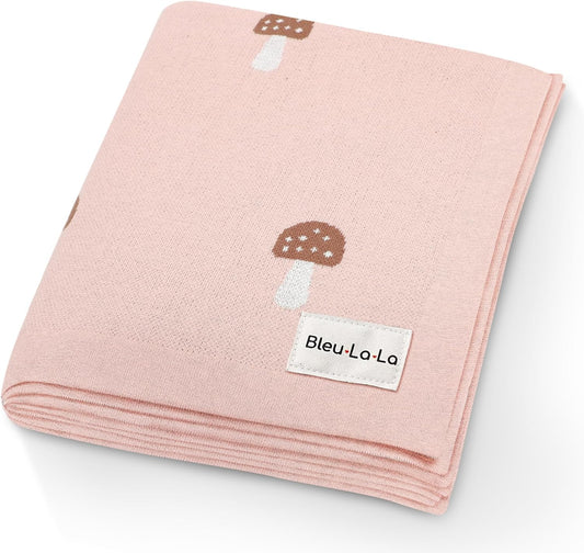Swaddle Blanket for Girls 100% Cotton Buttery Soft Cozy Receiving Swaddle Crib Stroller Blanket for Shower Gift Registry for Newborns, Infants, Toddlers (Mushroom - Pink)