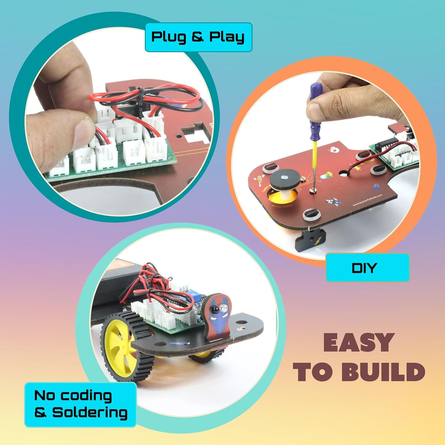 Butterfly EduFields 5in1 STEM Robotics kit | Robot Toys for Kids Ages 8 9 10 11 12 Years Old Boys Girls | Electronics Sensor Modules | No Coding Required | Birthday Gift for Kids Ages 8+