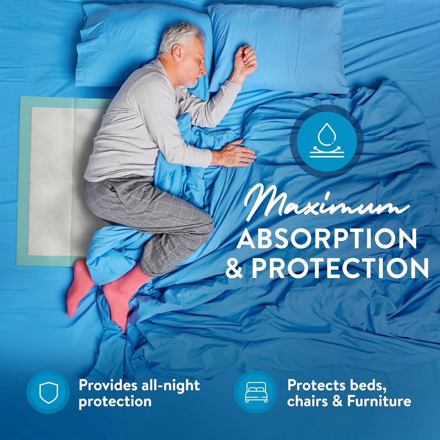Inspire Extra Large Super Absorbent Disposable Bed Pads for Incontinence (36" X 36" Pack of 50) Ultra Thick and Absorbent Underpads Chux Adults, Puppies, Dogs Kids Furniture Protection