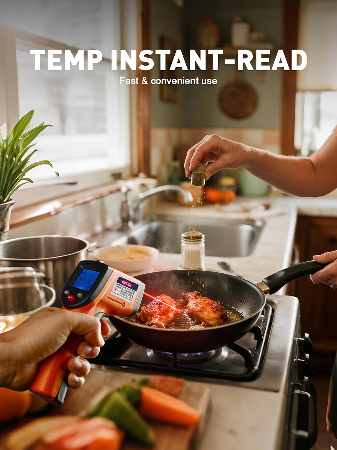SMART JERRY - Infrared Thermometer Gun | Non-Contact Digital Temperature Gun with -58°F to 788°F Range for Cooking, HVAC | Industrial & Home Use | Instant-Read with Backlit Display