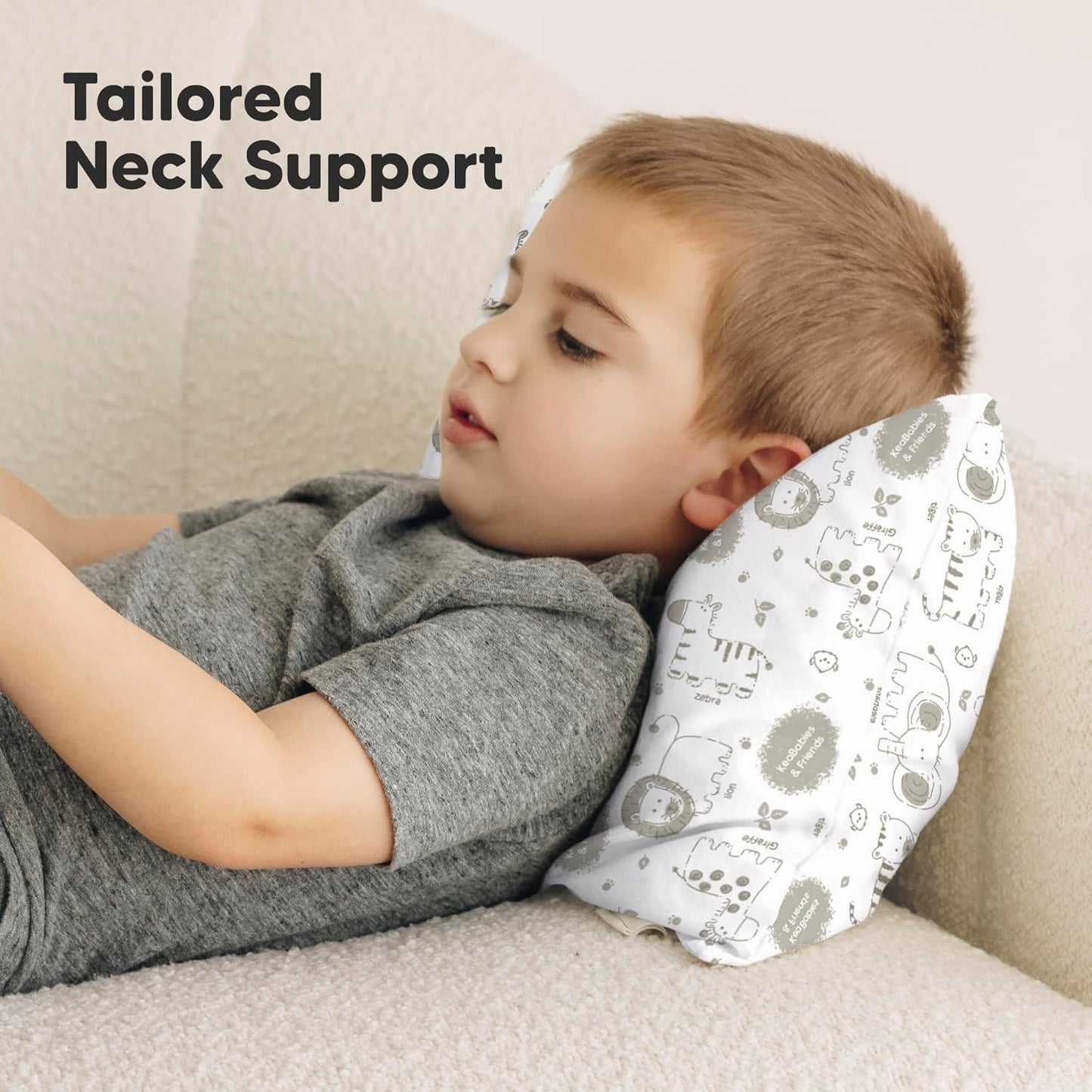 Toddler Pillow with Pillowcase - 10x18 My Little Dreamy Kids Travel Bed Pillows for Sleeping, Organic Cotton Small Pillowcase, Soft & Breathable, Machine Washable, Toddlers 2-5 Years Old (KeaSafari)