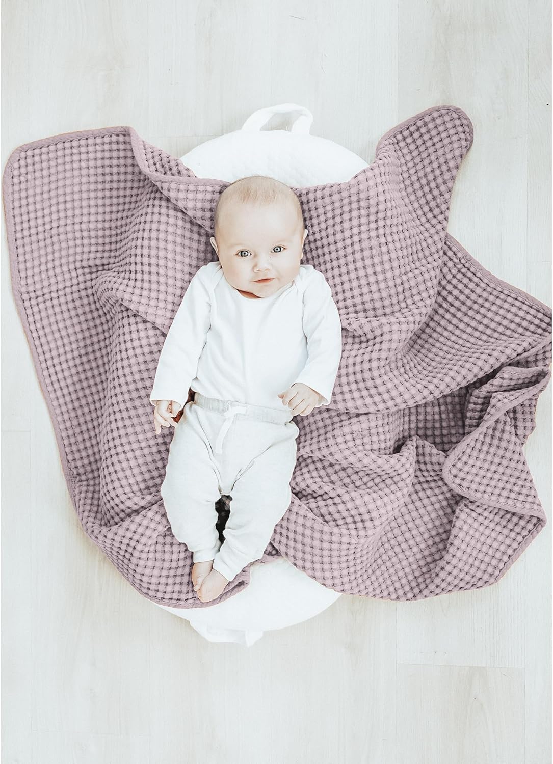 Konssy Waffle Baby Blanket - Soft & Cozy Nursery Swaddle Blanket, Lightweight Toddler Throw for Boys & Girls, Ideal for Wrapping(Purple)