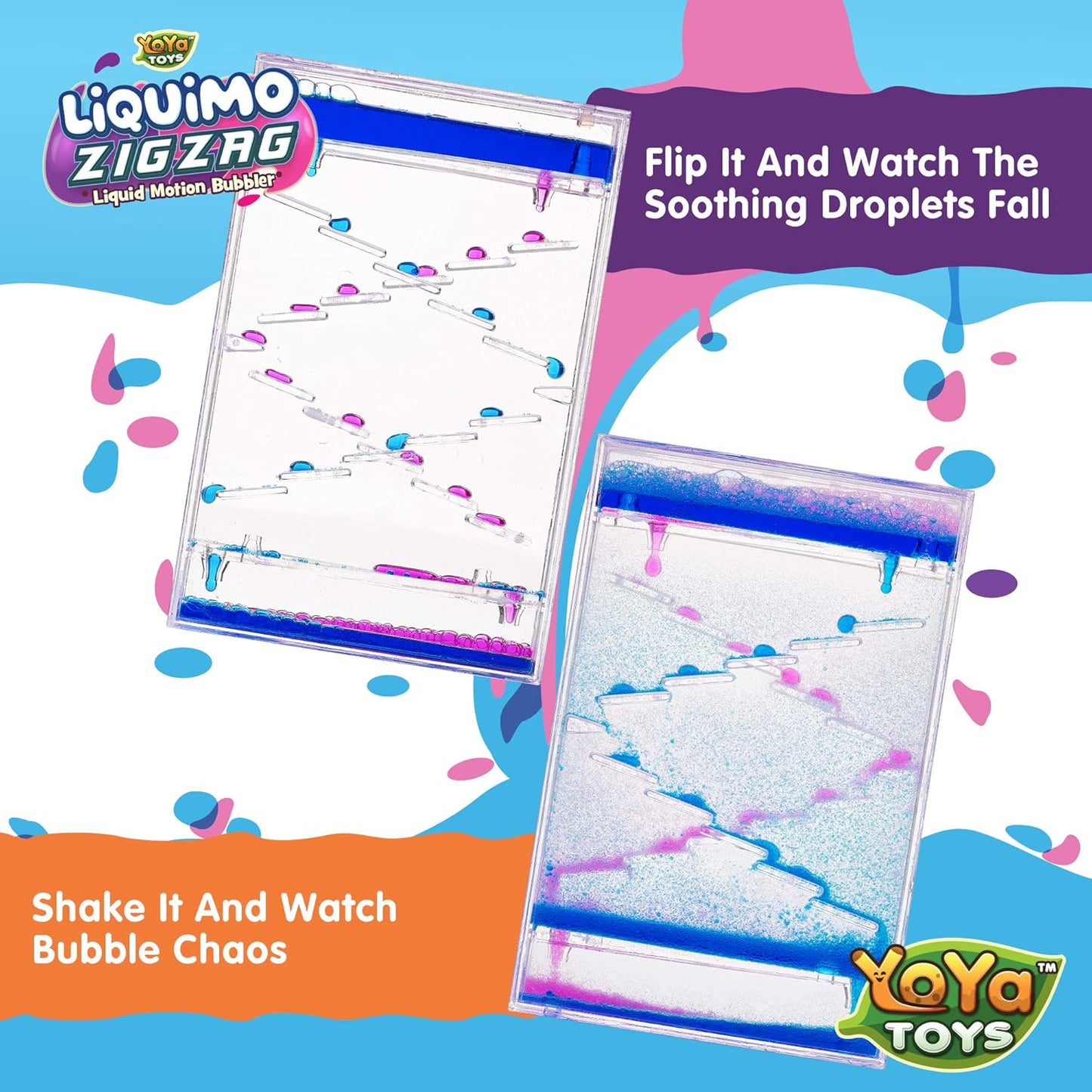 YoYa Toys Liquimo Liquid Zig Zag Motion Bubbler for Kids and Adults - Satisfying Toys for Calming Stress and Anxiety Relief - Fidget Dropping Toy Can Be Used As Colorful Office Desk Toy Timer
