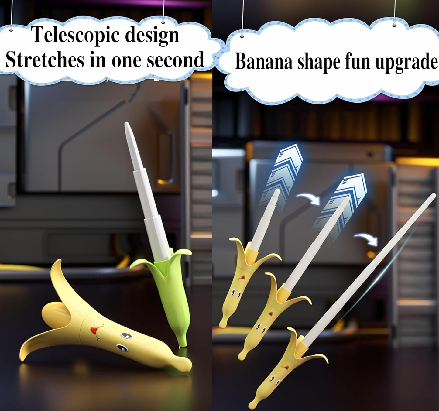 3D Printed Retractable Samurai Sword Fidget Toy Model for Decompression and Creative Play - Unique Plastic EDC Gift Small Banana Sword Green