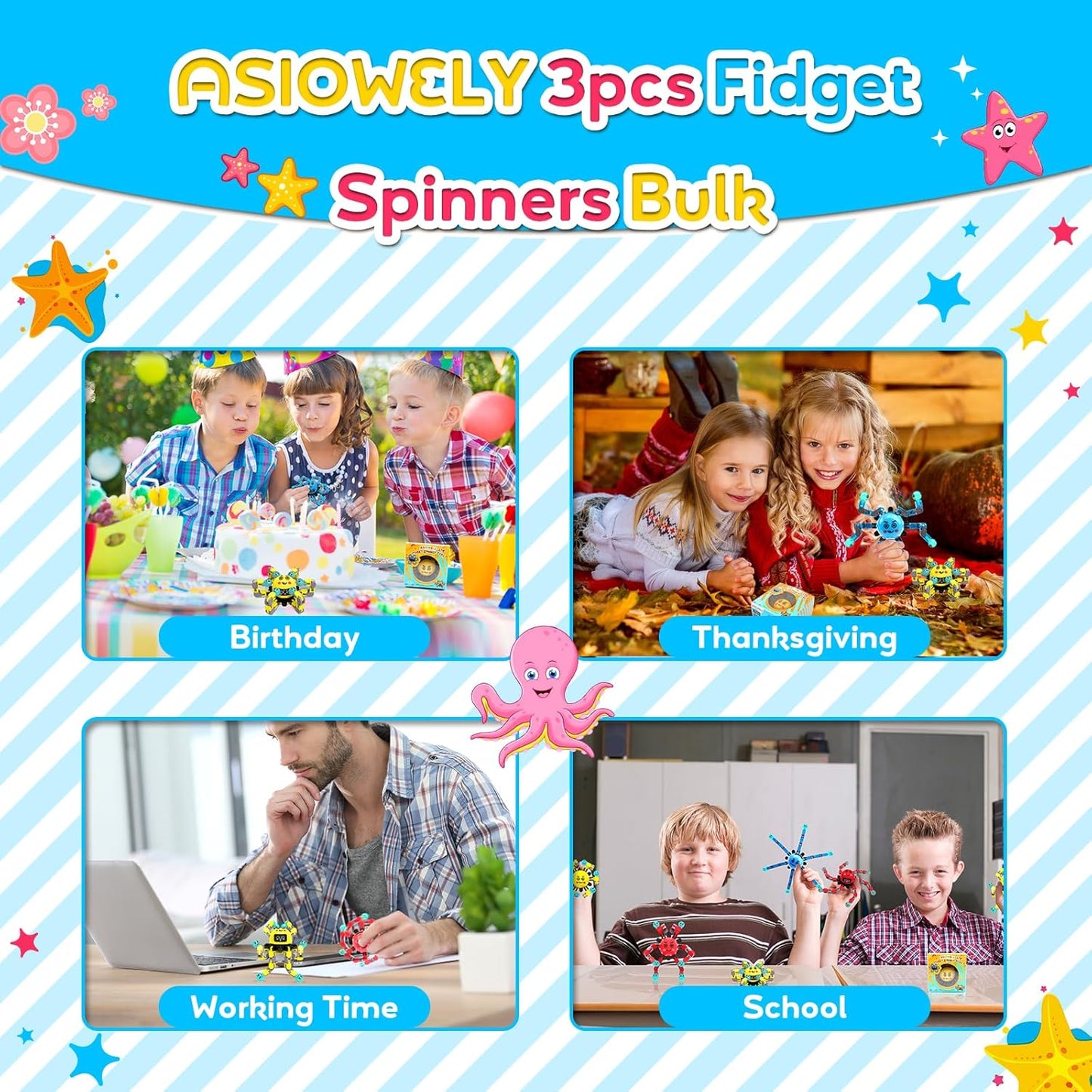 Transformable Fidget Spinner Toys for Kids & Adults,3 PCS Fidget Toys for Teens Anxiety,Sensory Toys for Autism ADHD Stress Relief,Gifts for Boys Girls Kids Fingertip Gyros Travel Toys