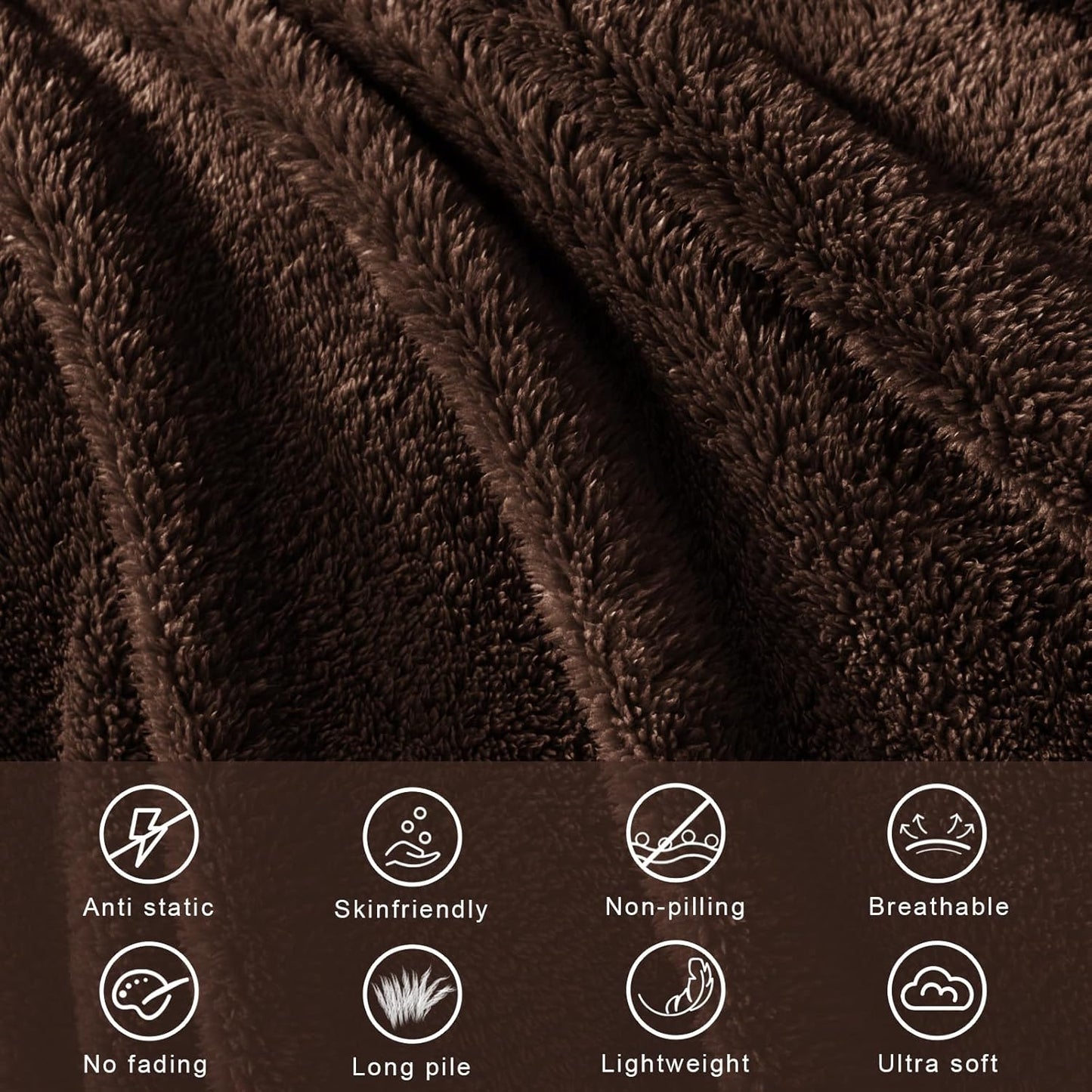 Exclusivo Mezcla King Size Flannel Fleece Blanket, Super Soft Velvet Plush Bed Blanket, Fuzzy Cozy and Warm for All Seasons, 90x104 Inches, Coffee