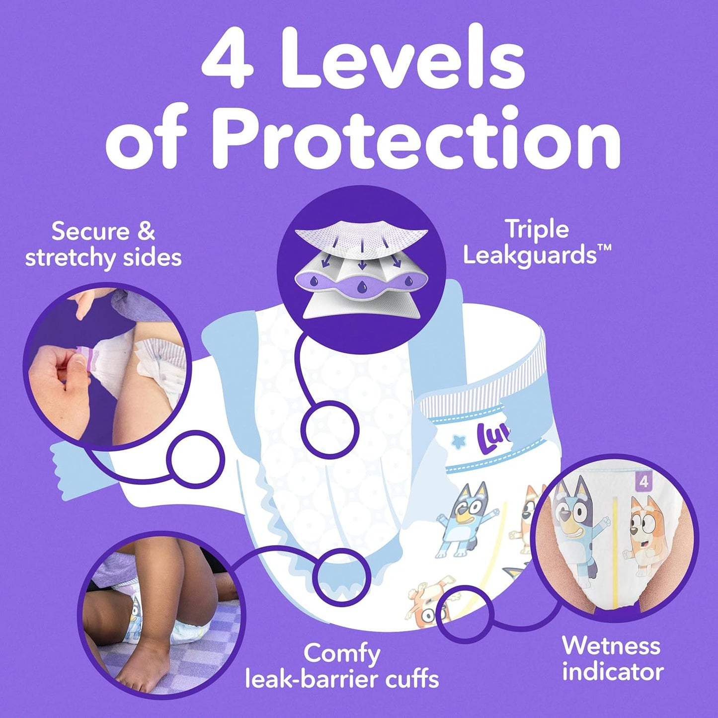 Luvs Size 2 Baby Diapers, Platinum Protection Bluey Diapers for Day & Night, Size 2, 264 Count (Packaging May Vary)