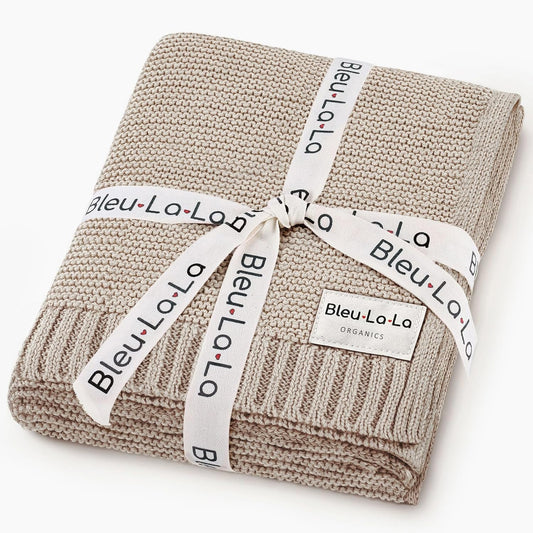 Heritage Knit Organic Cotton Baby Blanket - Soft Warm Cozy Unisex Receiving Cuddle Stroller Crib Beige Blanket for Newborns, Infants Toddler, Boys and Girls (Oatmeal, 0-2 Years)