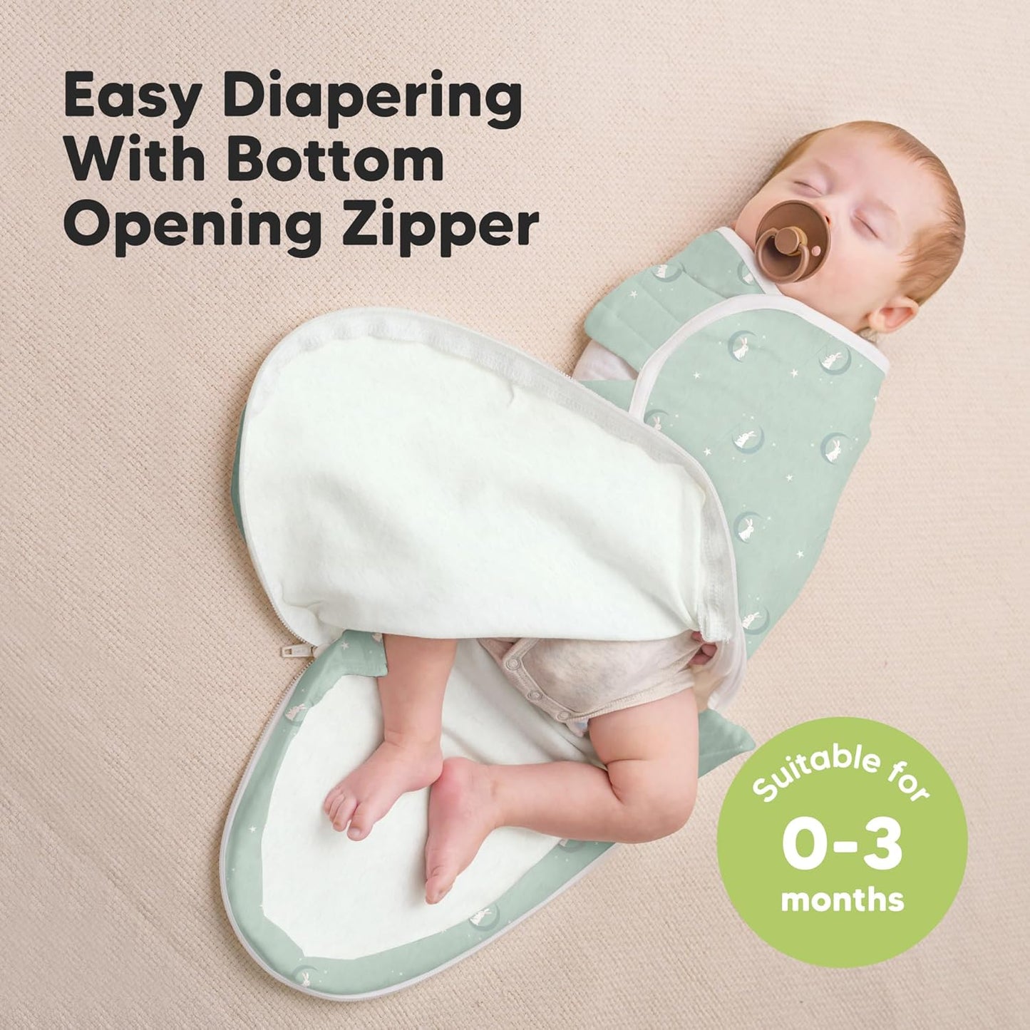 Baby Swaddle Sleep Sacks with Zipper - 3-Pack Swaddles for Newborns 0-3 Months, Infant, Baby Girls, Boys, Soft & Durable Newborn Sleep Sack, Easy Diaper Change Swaddling Blanket (Lunaris)
