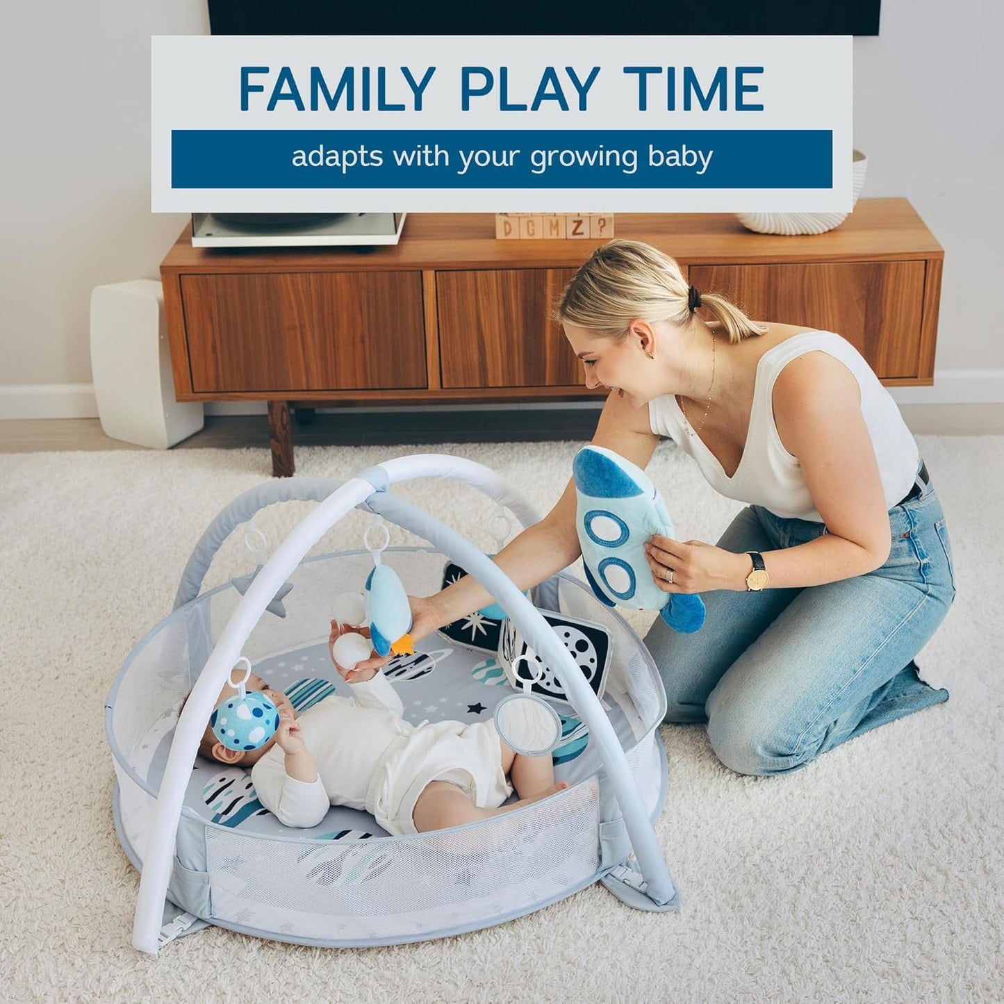6-in-1 XL Play Mat & Play Gym, Baby Gym, Baby Activity Gym, Sensory Exploration and Motor Skill Development Toys (Space Gray)