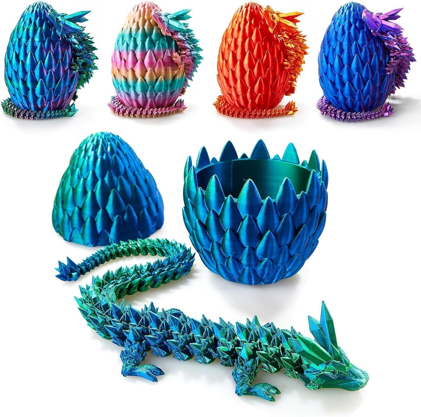 3D Printed Dragon Egg, 15Inch Crystal Dragon in Dragon Egg,Surprise Egg,Articulated Dragon,Fidget Toys for Executive Home Office Decor,Toys for Kids Gifts