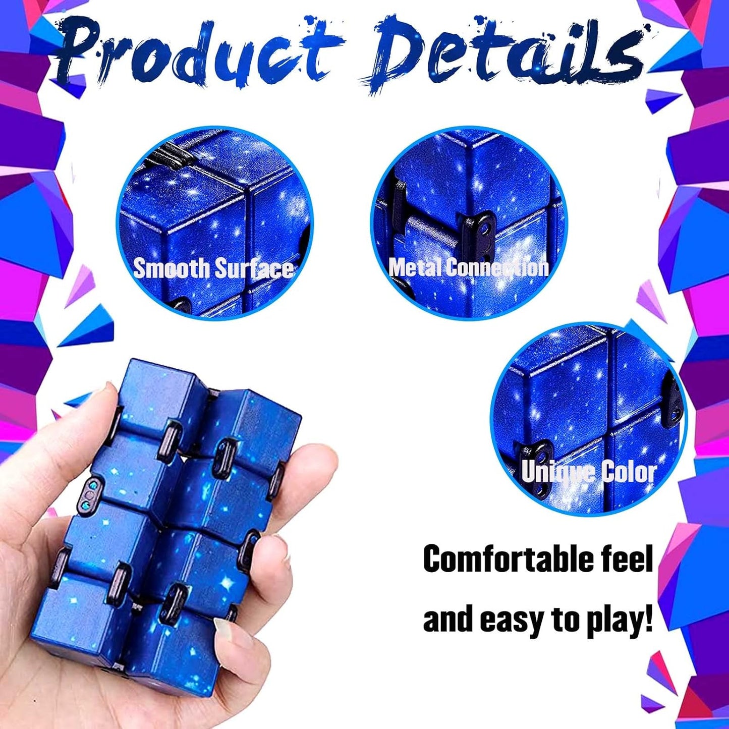 4 Pack Infinity Cube Fidget Toy, Fidgeting Game for Adults, Cool Mini Gadget Best for Stress and Anxiety Relief and Kill Time for ADD/ADHD/OCD