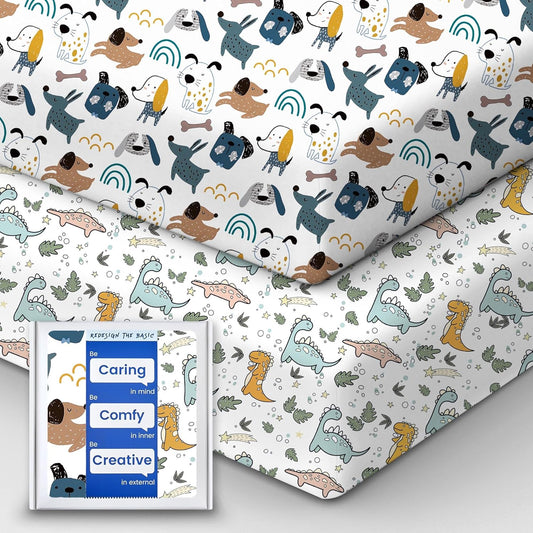 Baby Crib Sheets Boy Girl for Standard Crib Mattress - Ultra Soft Jersey Knit Neutral Crib Mattress Sheet, Safe and Snug, Durable, Stylish Crib Sheet Fitted, 28''x52''x9'' Extra Deep Pocket