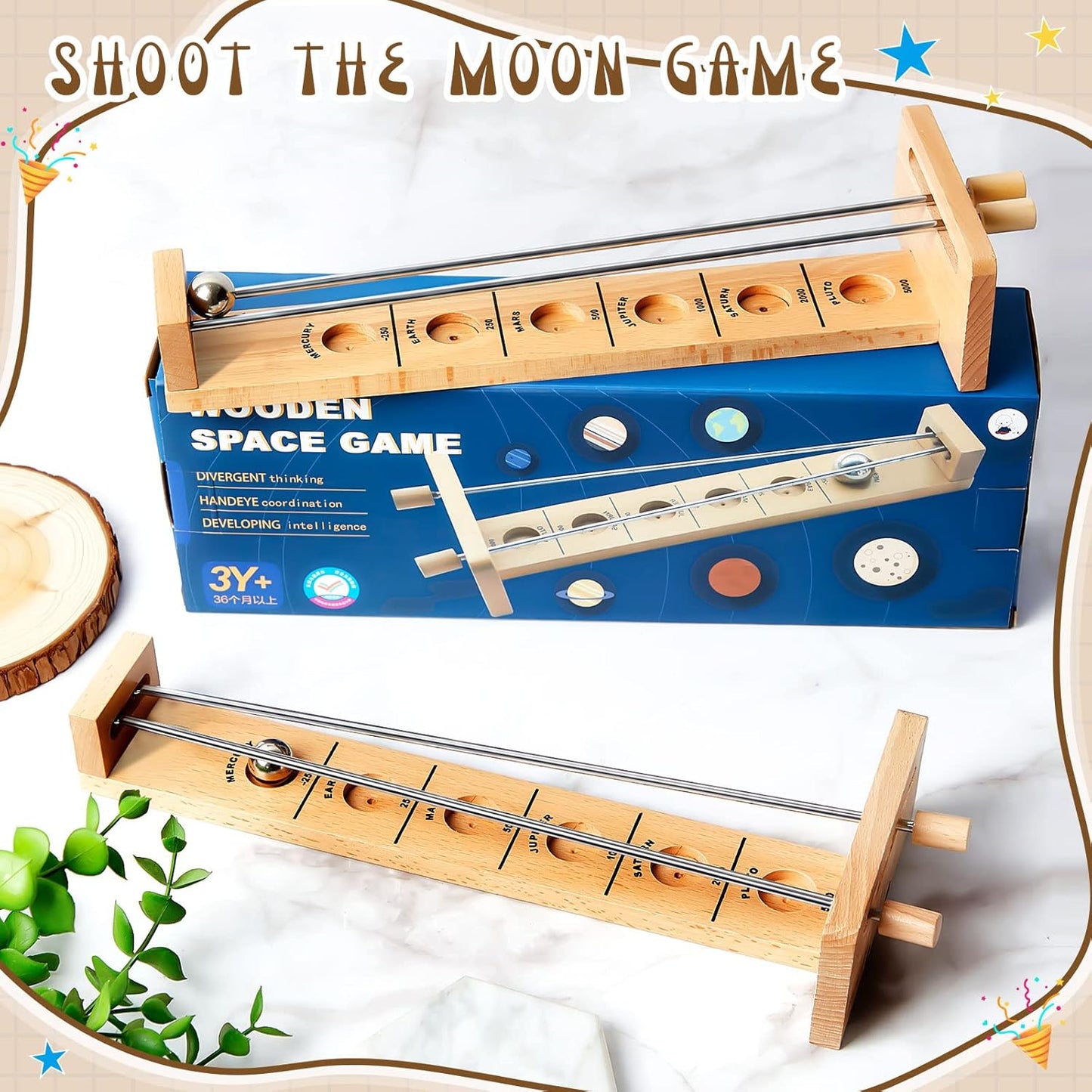 Deekin 2 Set Wooden Tabletop Games Classic Desktop Games Steel Ball Desktop Games Intelligent Exercise Ball Retro Toys for Teens Adults